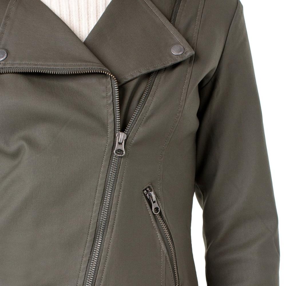 Military Green Moto Denim Jacket